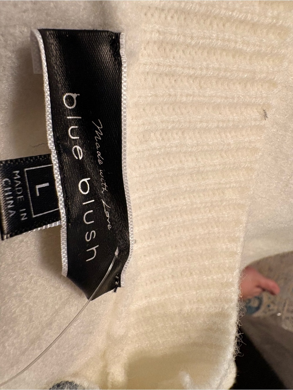 Tempted (blue blush label) Cream Ribbed Crew Neck Top
